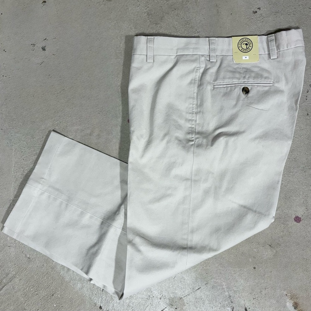 Charleston Khakis Pants Size 34 x 27 Tan 100% Cotton NWT